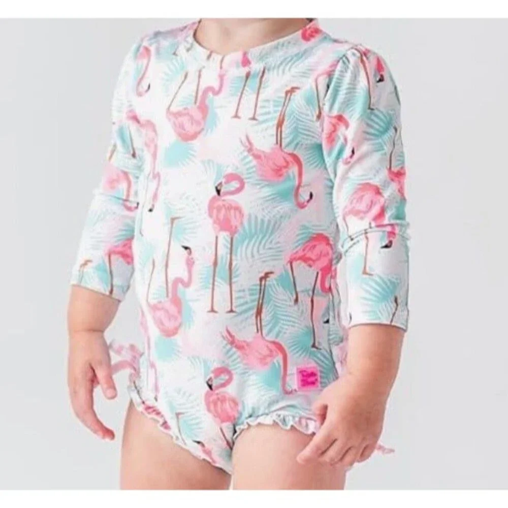 RuffleButts Long Sleeve One Piece Rash Guard Swimsuit Size 3T New With Tag